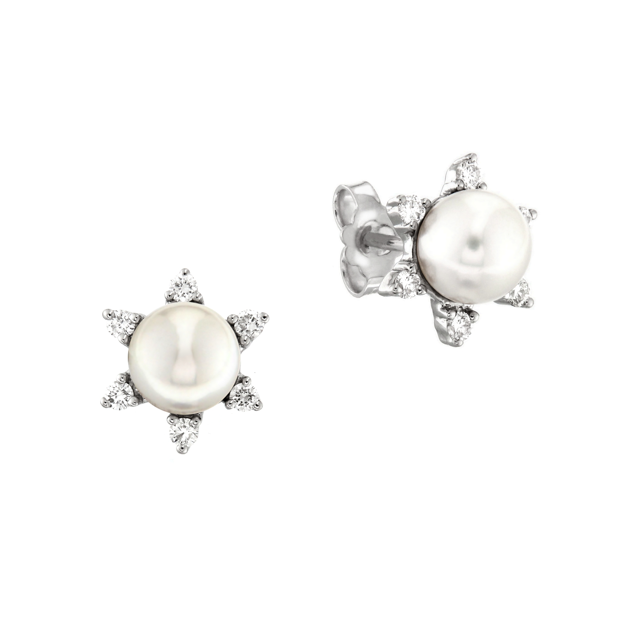 property etc Frosty Xl Cercei din aur alb 18K cu perle Akoya si diamante 0,31 ct, model Orsini  OR0358 | Xl.ro