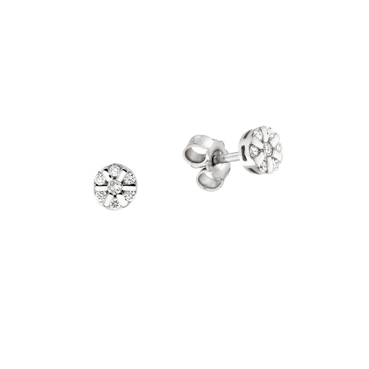 Cercei din aur alb 18K cu diamante 0,12 ct, model Orsini OR0568