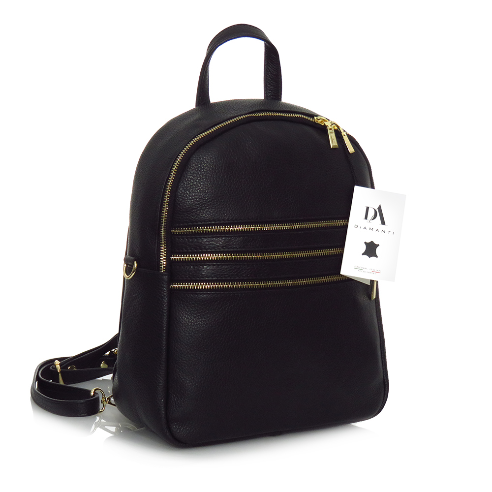 Rucsac din piele naturala, model DiAmanti Salvo Nero
