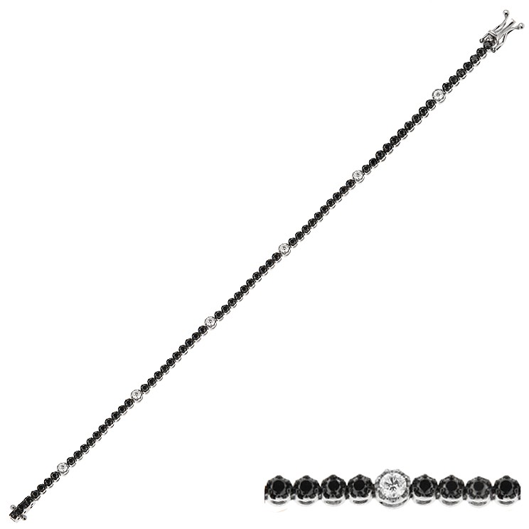 Bratara tennis din aur alb 18K cu diamante negre 1,39 ct si diamante G SI 0,39 ct, model Orsini BR0137
