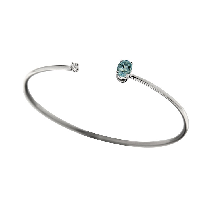 Bratara din aur alb 18K cu acvamarin 0,50 ct si diamant 0,05 ct, model Orsini BR0195-5X7