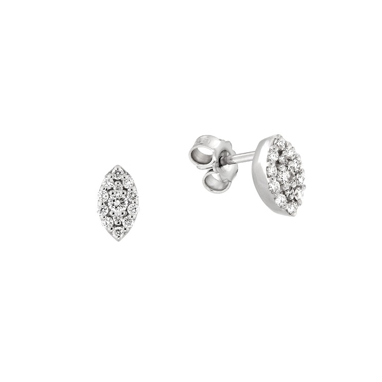 Cercei din aur alb 18K cu diamante 0,22 ct, model Orsini OR0573