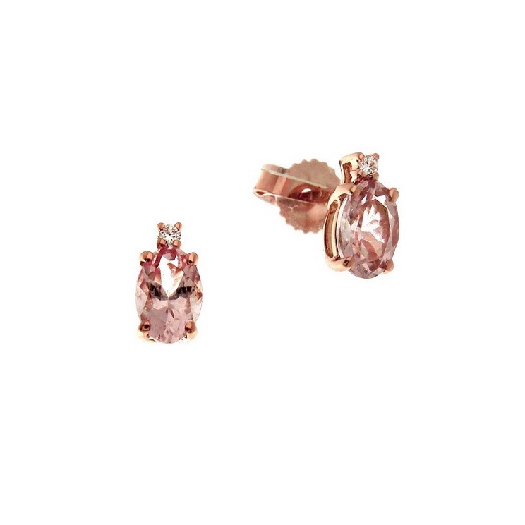 Cercei din aur roz 18K cu morganit 0,80 ct si diamante 0,02 ct, model Orsini OR0586-M4X6