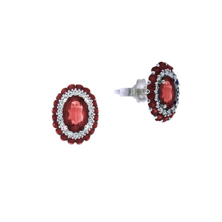 Cercei din aur alb 18K cu rubine 2,02 ct si diamante 0,21 ct, model Orsini OR0645R4X6