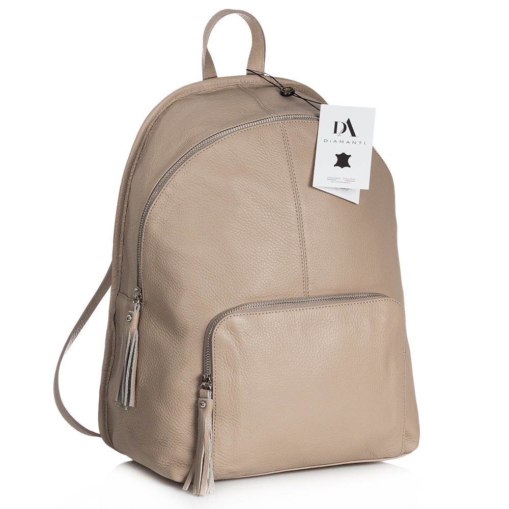 Rucsac din piele naturala DiAmanti Carmen Taupe Chiaro
