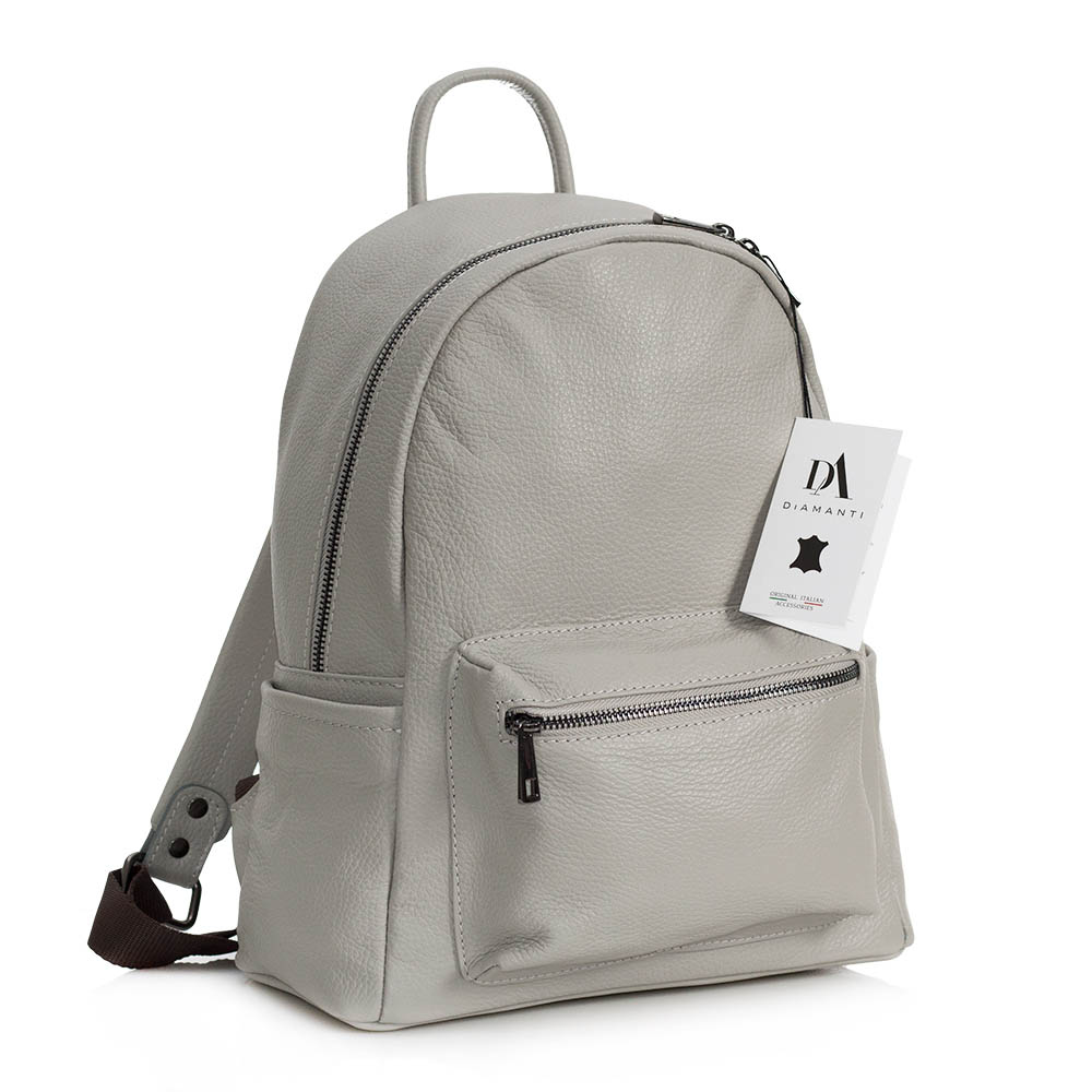 Rucsac din piele naturala DiAmanti Mario Grigio Chiaro Charcoal