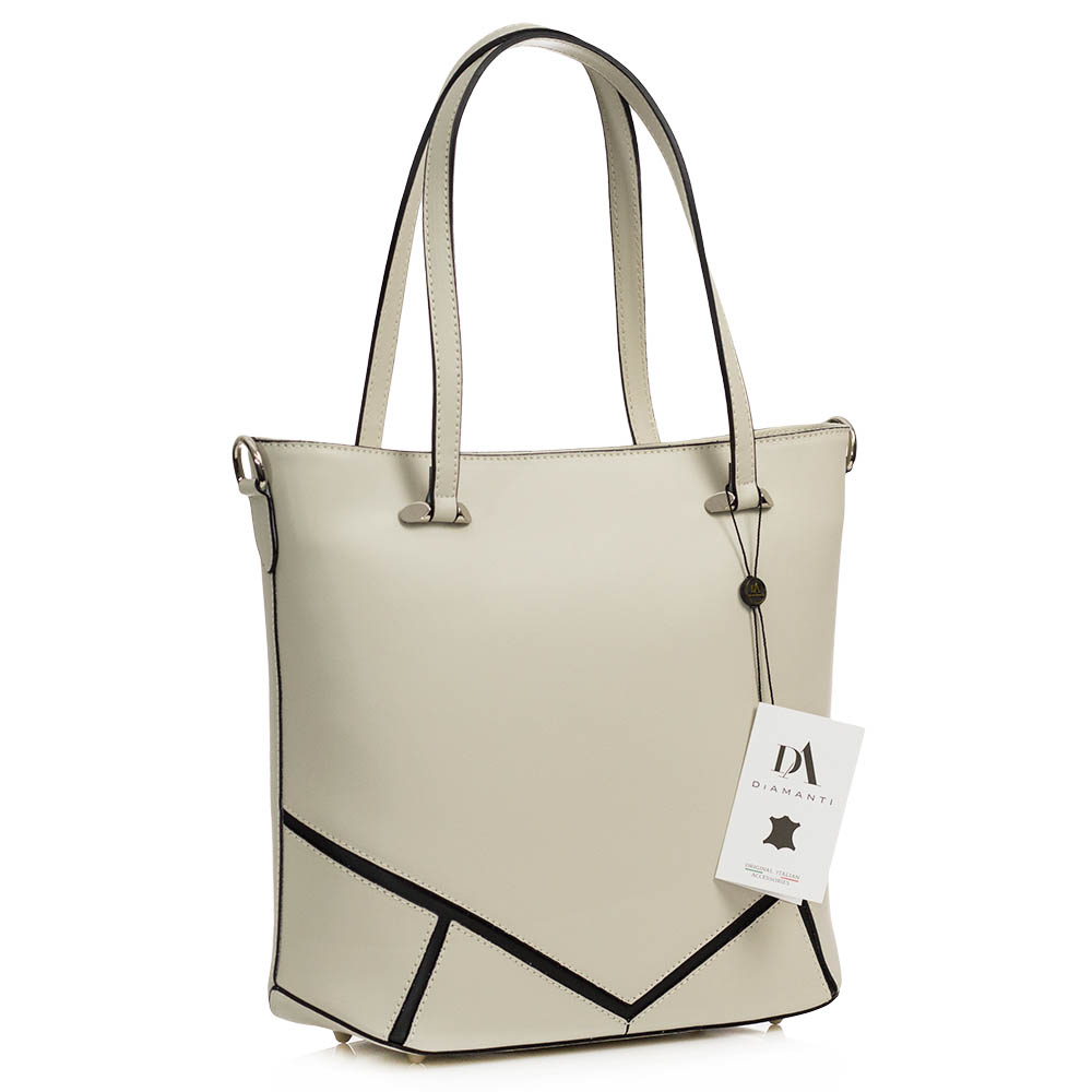 Geanta dama din piele naturala DiAmanti Altamura Beige