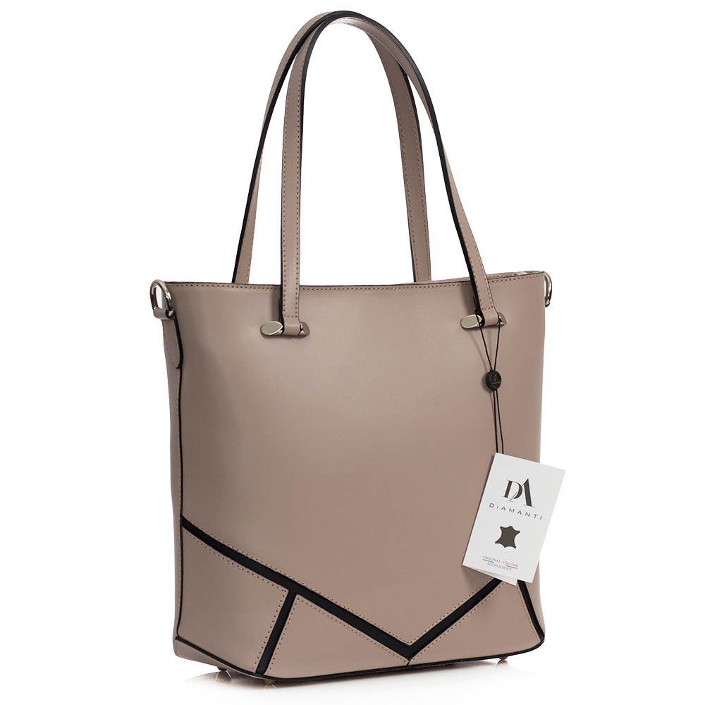 Geanta dama din piele naturala DiAmanti Altamura Rose Taupe