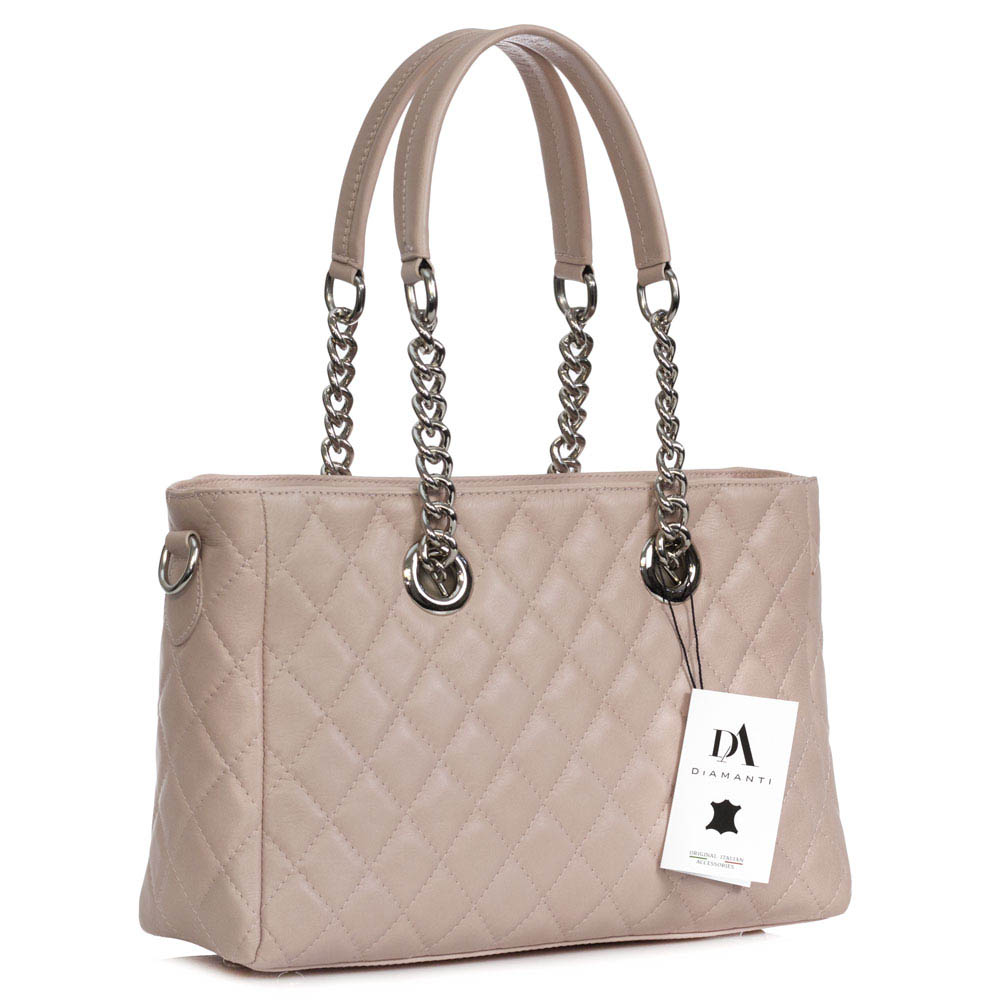 Geanta dama din piele naturala DiAmanti Lucia Rose Taupe