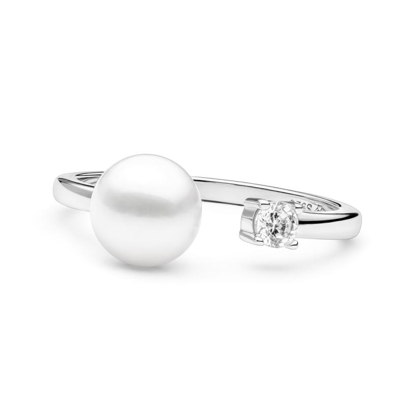 Inel cu perla naturala din argint si cristal DiAmanti SK21479R_W-G (Argint 925‰ 1,7 g.)